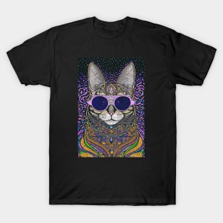 Cosmos Cat Wearing Sunglasses- Zenith! T-Shirt